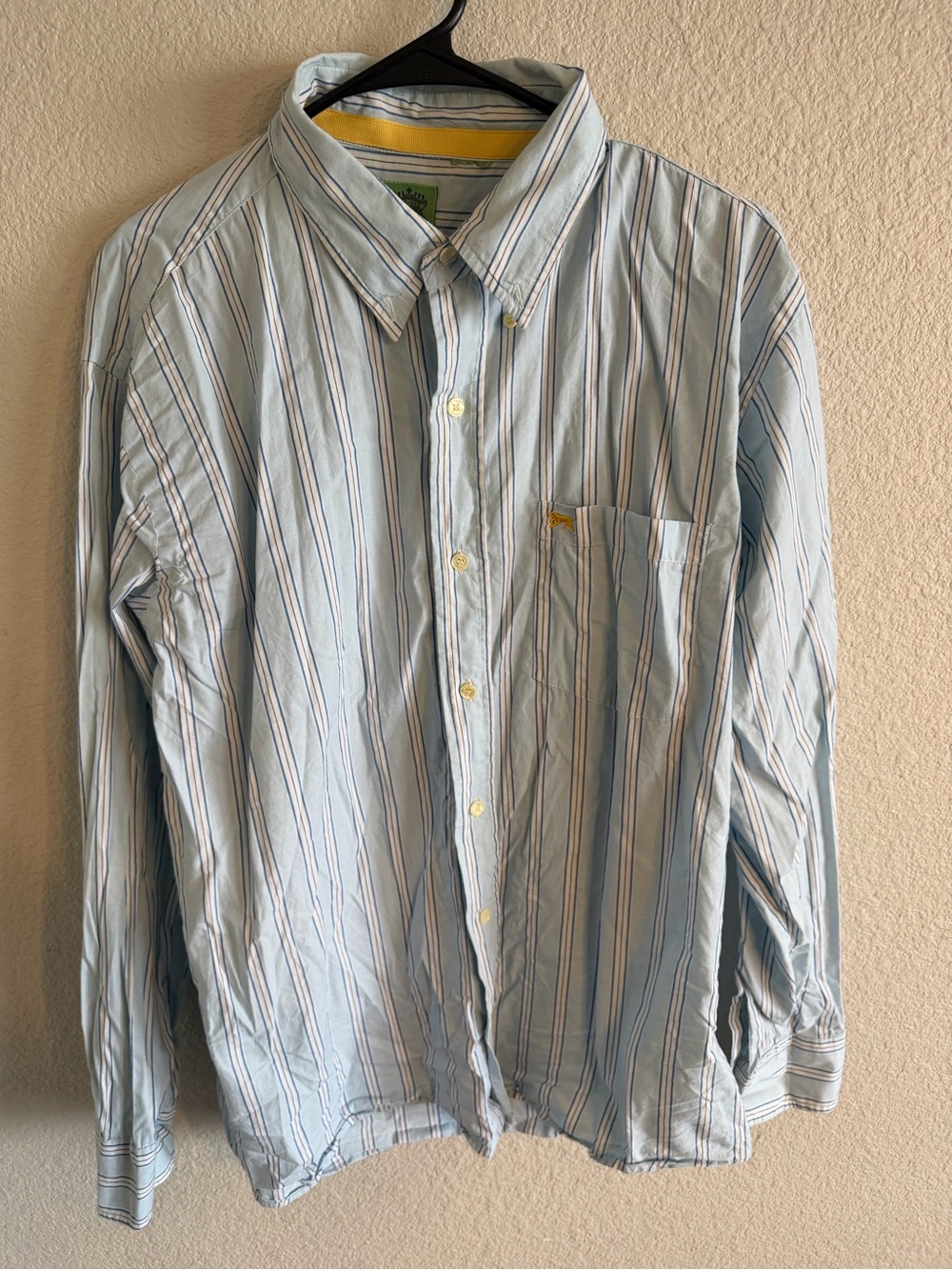 Men's Light Blue Striped Casual Button-Down Shirt